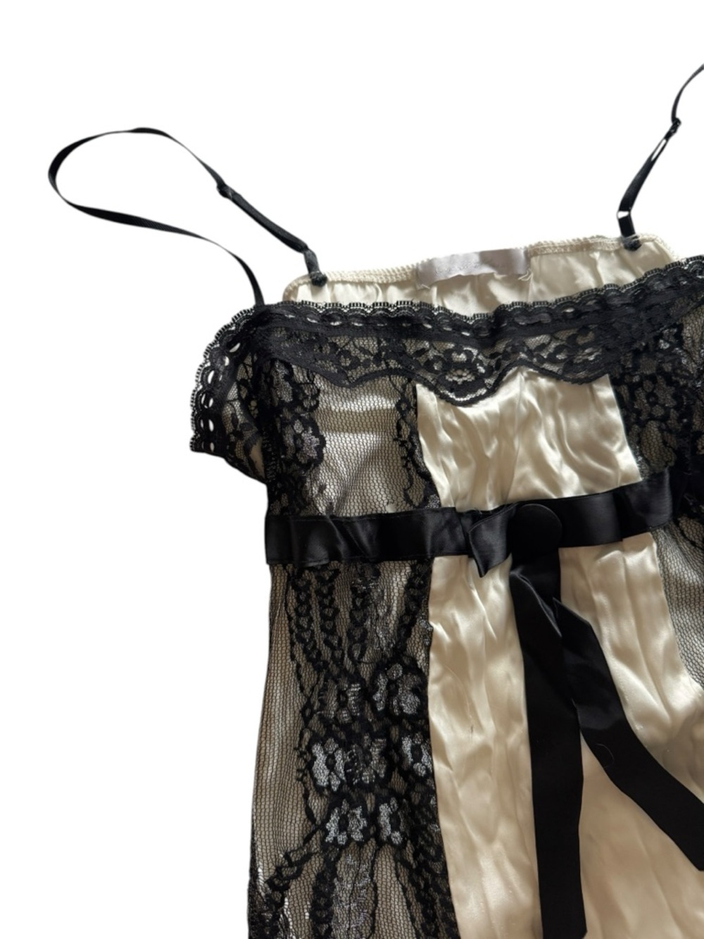 Charlotte Russe Black & Cream Lace Satin Chemise